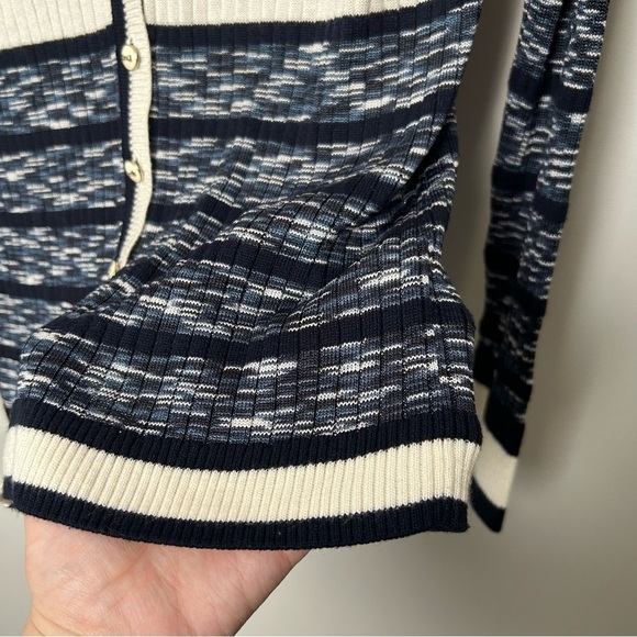 St. John Wool and Cashmere Blend Striped Ribbed Cardigan - Picture 5 of 9